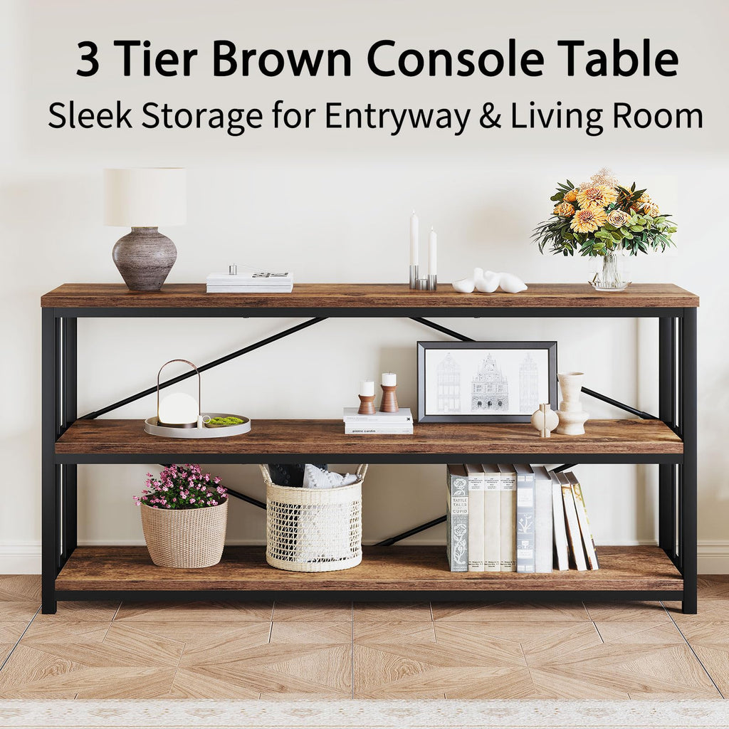 70 Inch Rustic Brown Console Table E31034