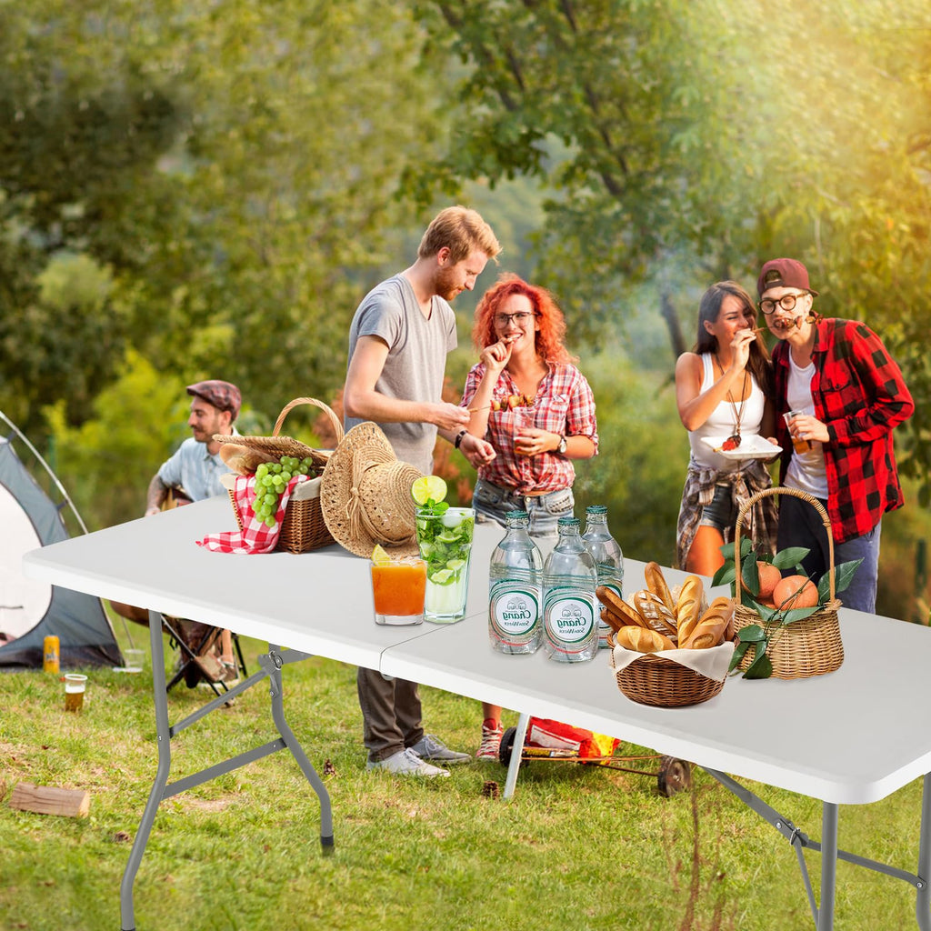 White Portable Folding Table with Carrying Handle K6141