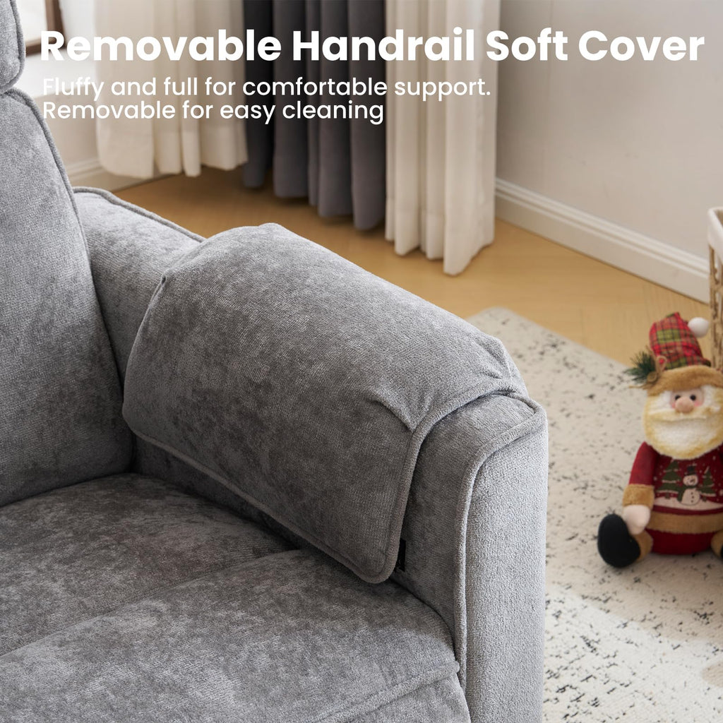 Oversized Swivel Rocking Recliner Chair with USB Ports, Grey Q6316