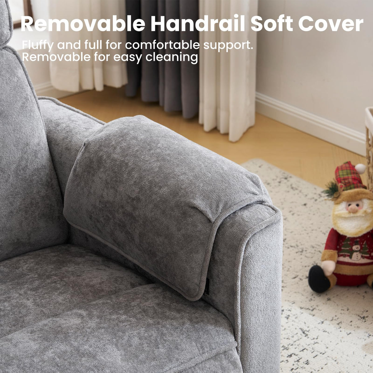 Oversized Swivel Rocking Recliner Chair with USB Ports, Grey Q6316