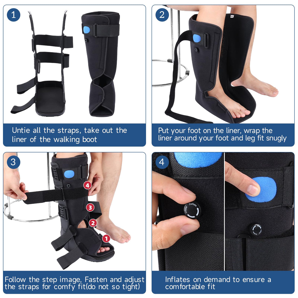 Black Small Tall Inflatable Walking Boot A951281