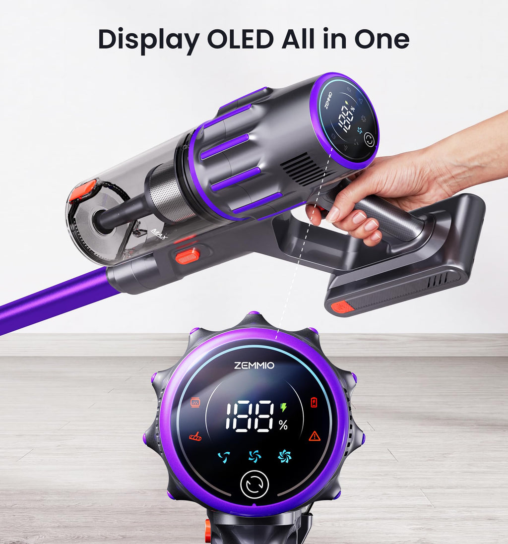 650W 55KPA Cordless Stick Vacuum with Smart Display C76153