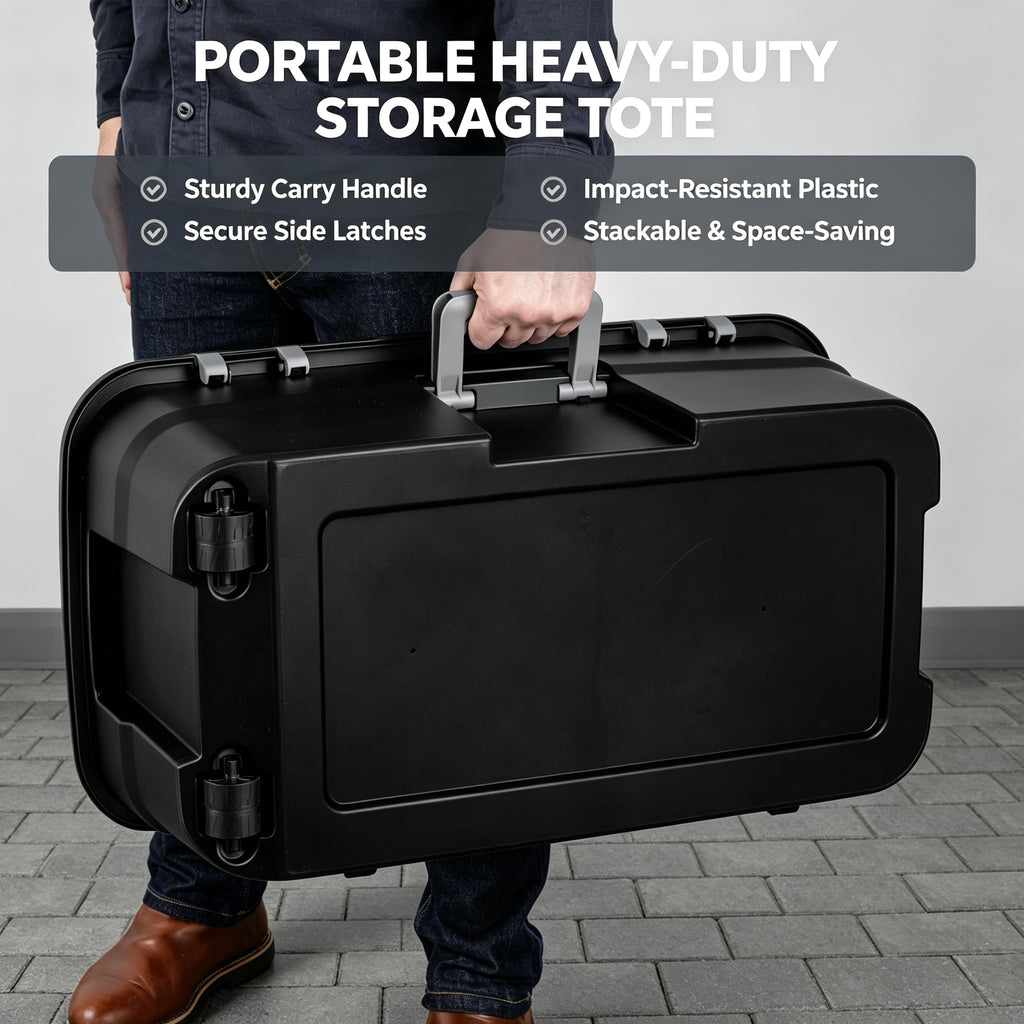 Black 22 Gallon Lockable Wheeled Storage Trunk N4943