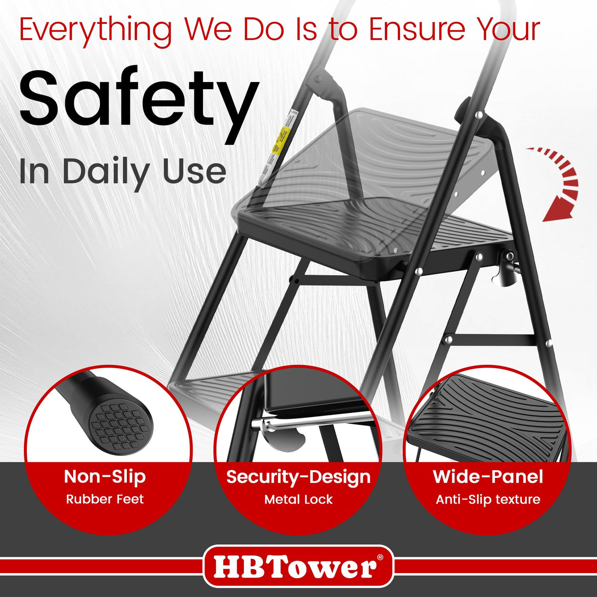 2 Step Ladder with Anti-Slip Pedal O18767