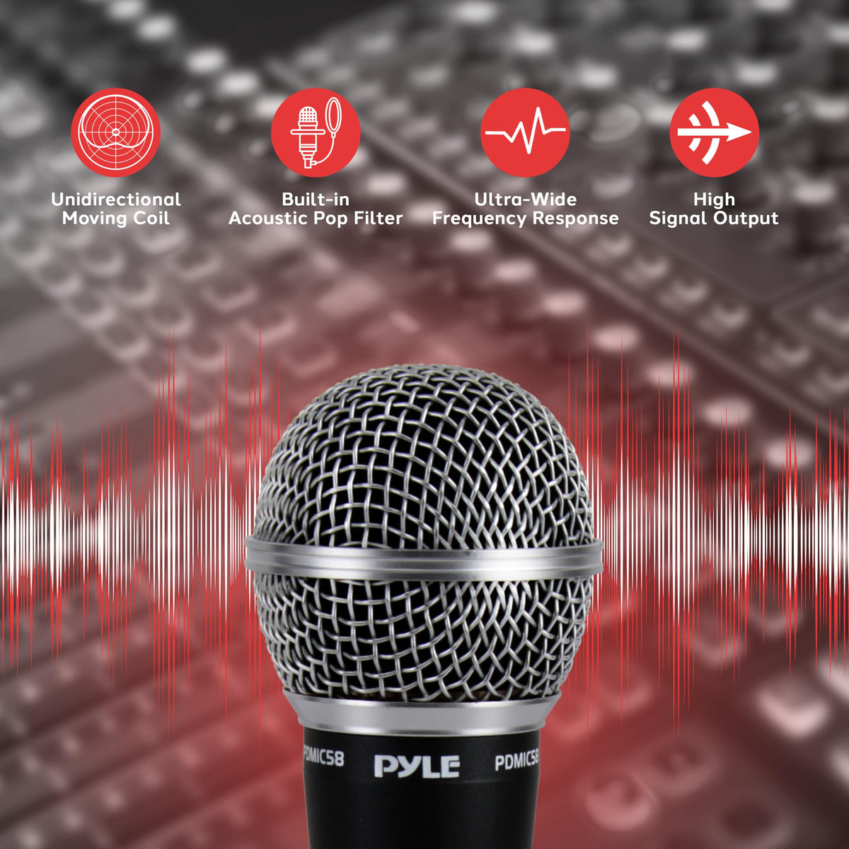4-Pack Unidirectional Handheld Dynamic Microphone with XLR Cable J455