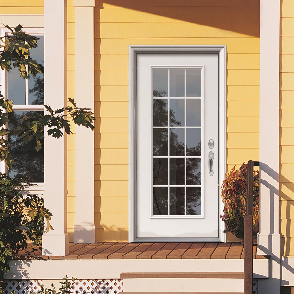 Fiberglass Smooth Primed Left Hand In-Swing Prehung Front Door 15 Lite Clear Glass 36" x 80" Z500