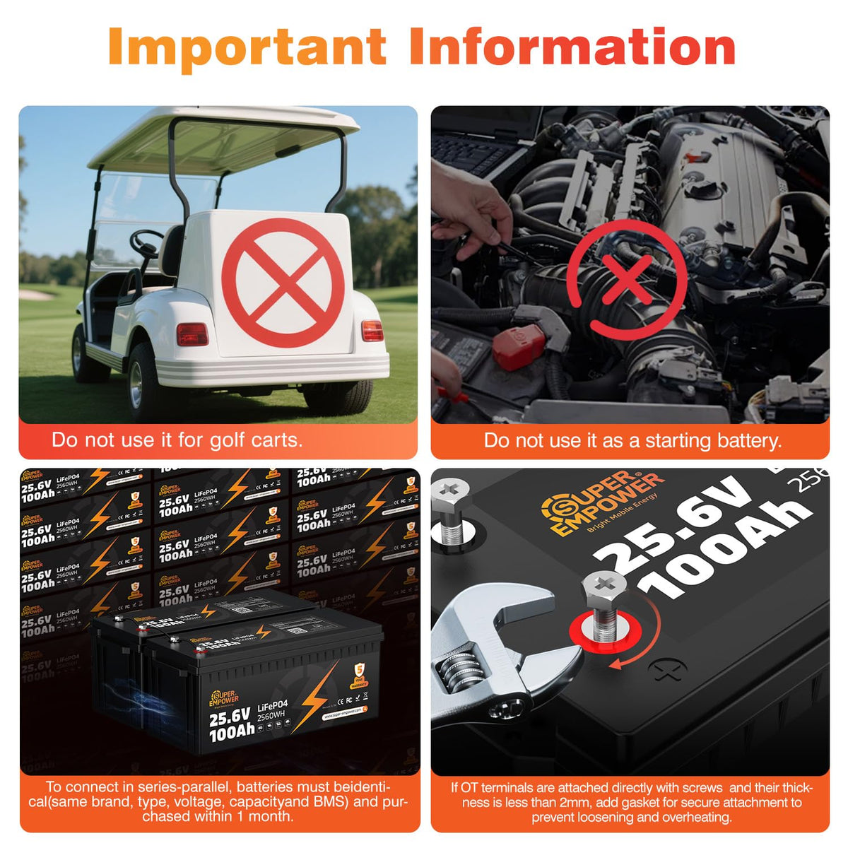 24V 100Ah LiFePO4 Deep Cycle Lithium Battery R158851