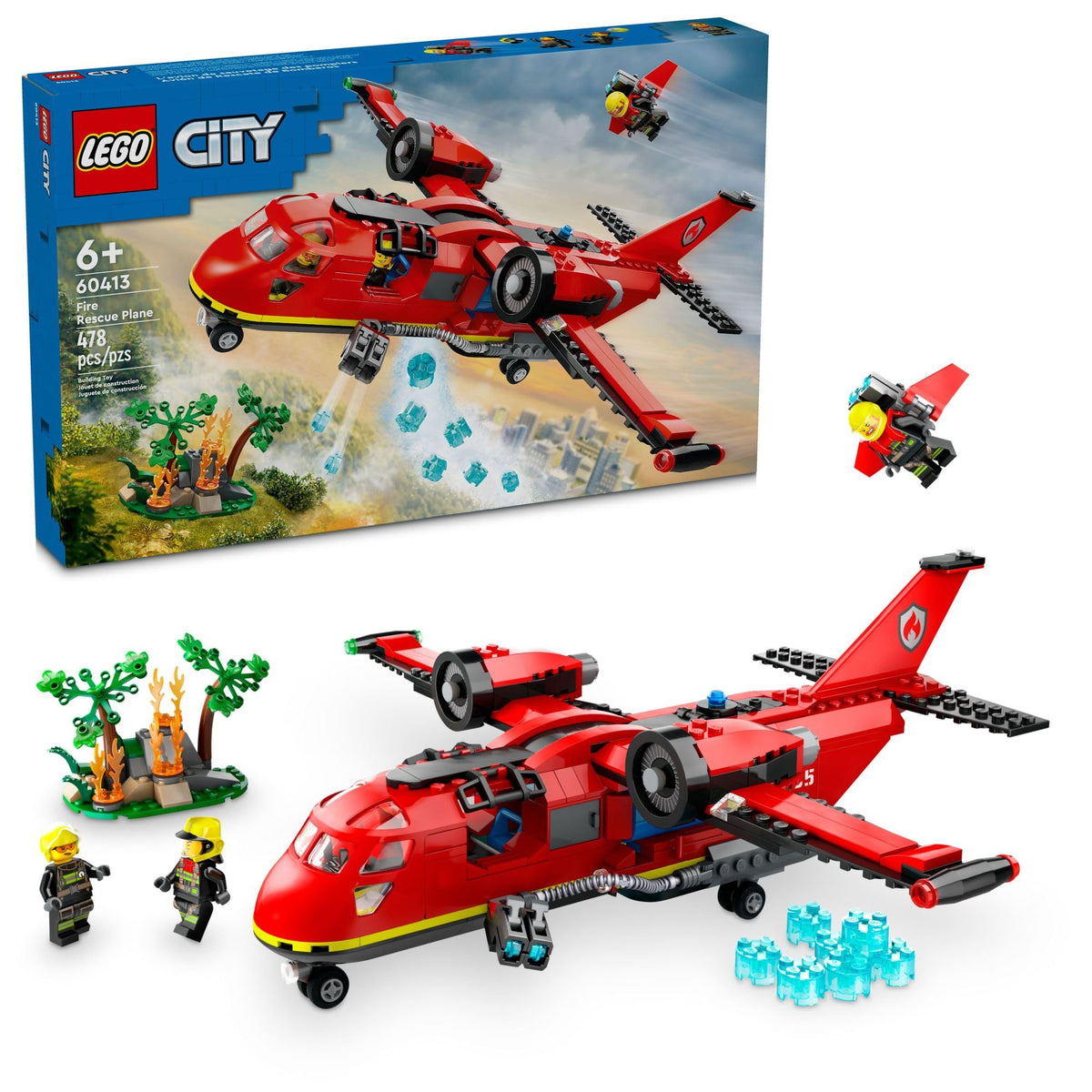 Fire Rescue Plane Toy with 3 Minifigures N66354