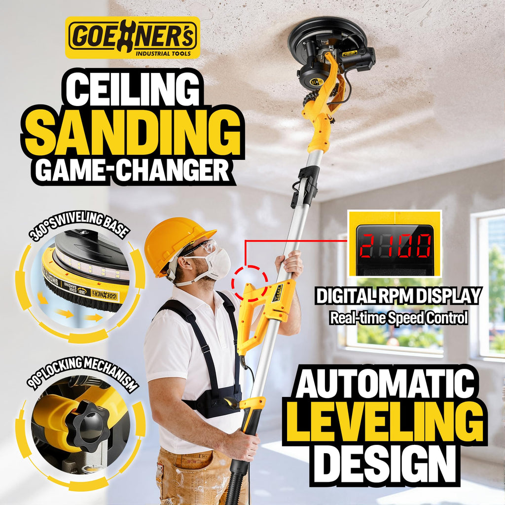 950W Electric Drywall Sander with Vacuum Dust Collector K236