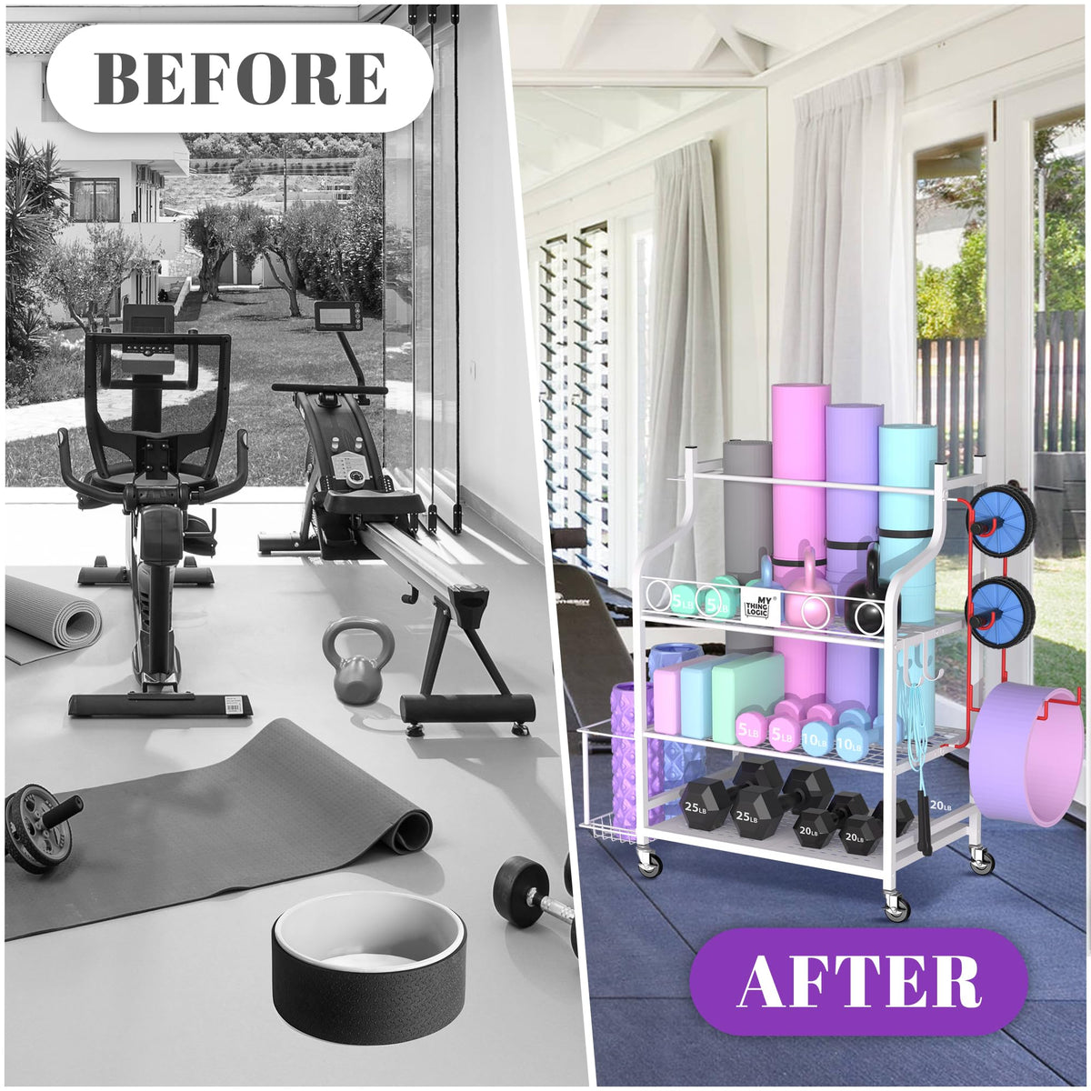 Home Gym Rack for Dumbbells, Yoga Mats and Workout Equipment J121947
