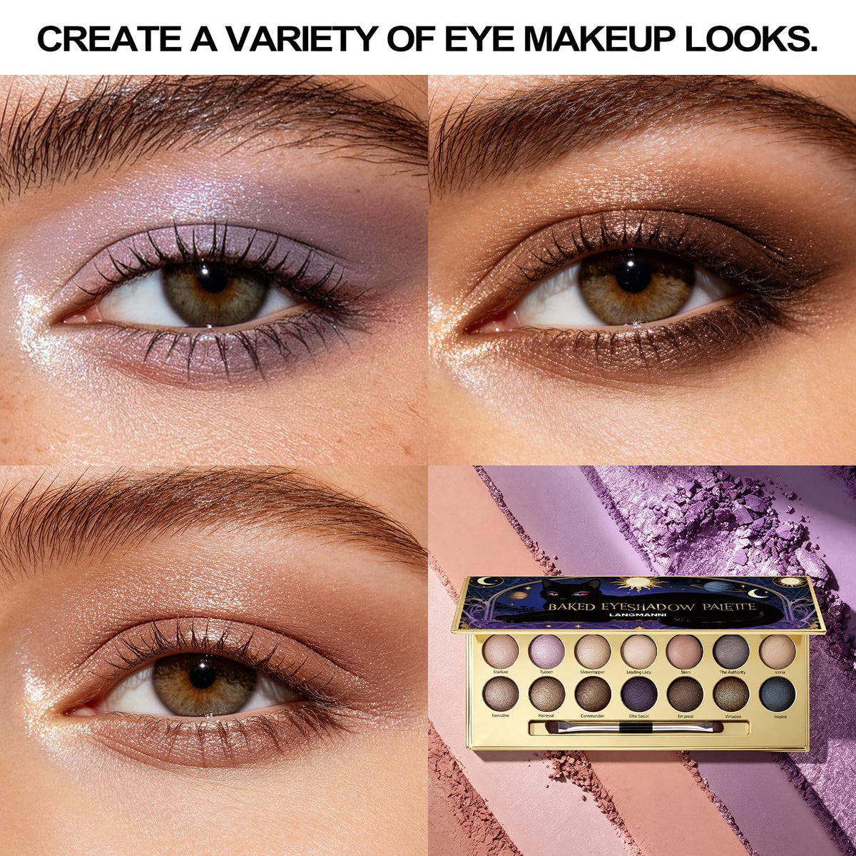 Baked Eyeshadow Palette, Matte & Shimmer F826