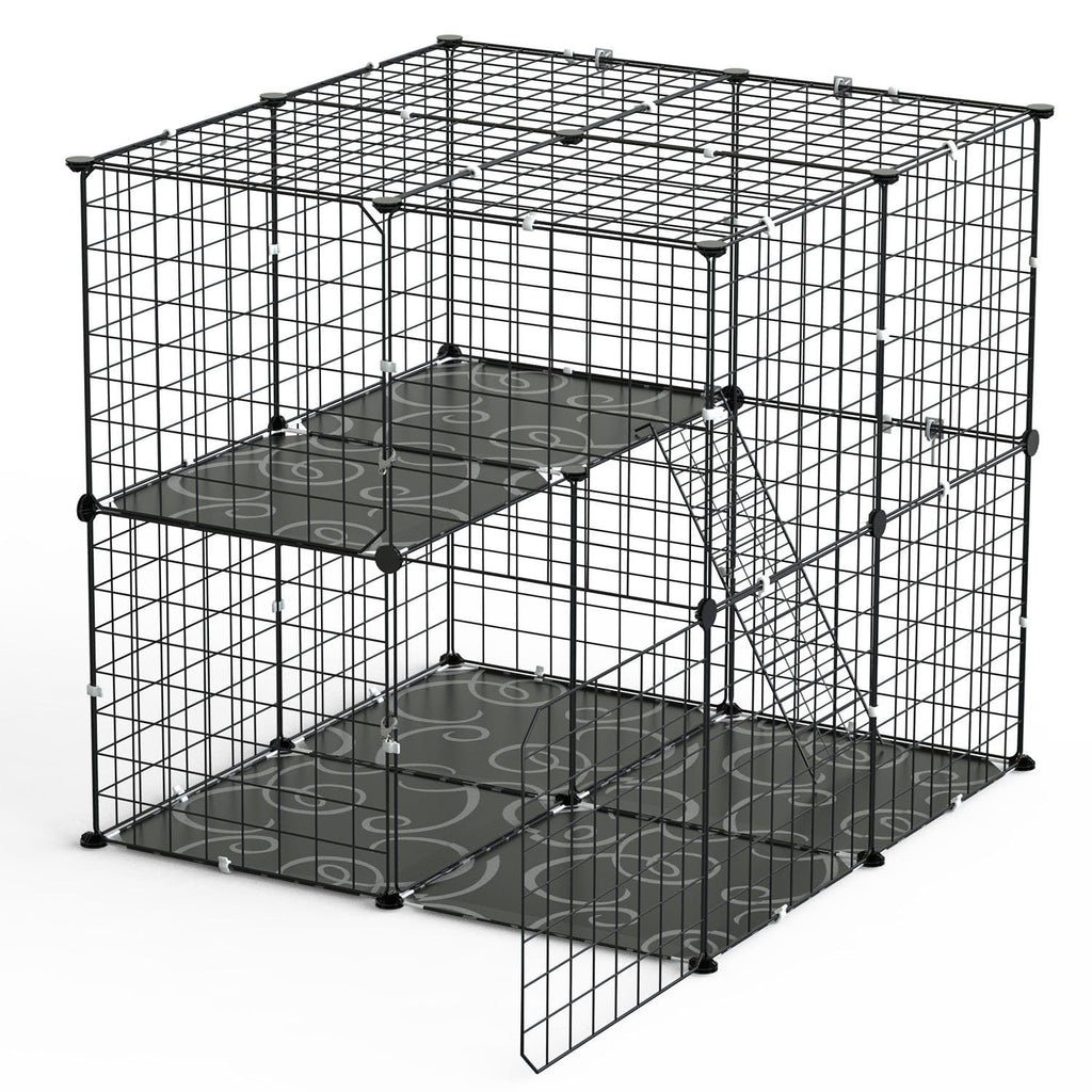 Black 2-Tier Cat Cage V13038
