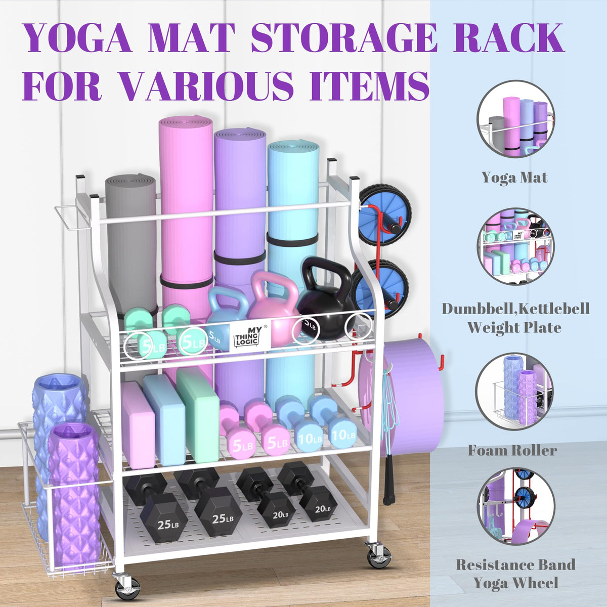 Home Gym Rack for Dumbbells, Yoga Mats and Workout Equipment J121947