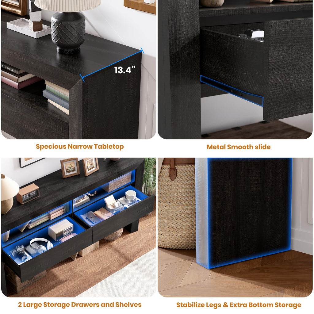 63" Dark Oak Console Table with 2 Drawers P44881