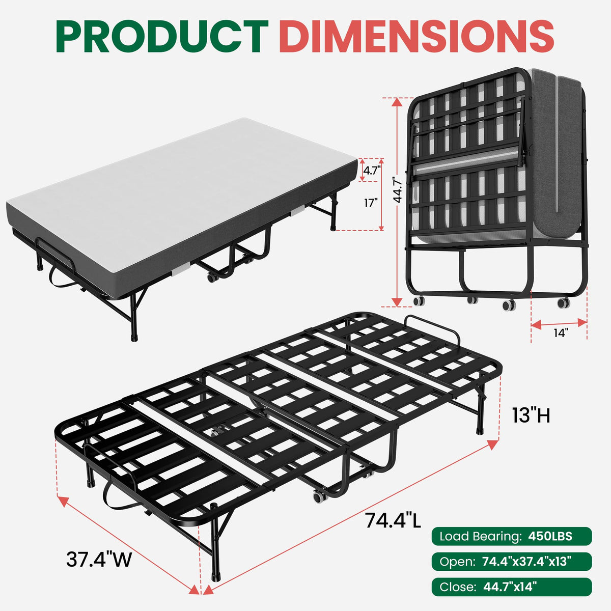 75"x38" Folding Bed O32060