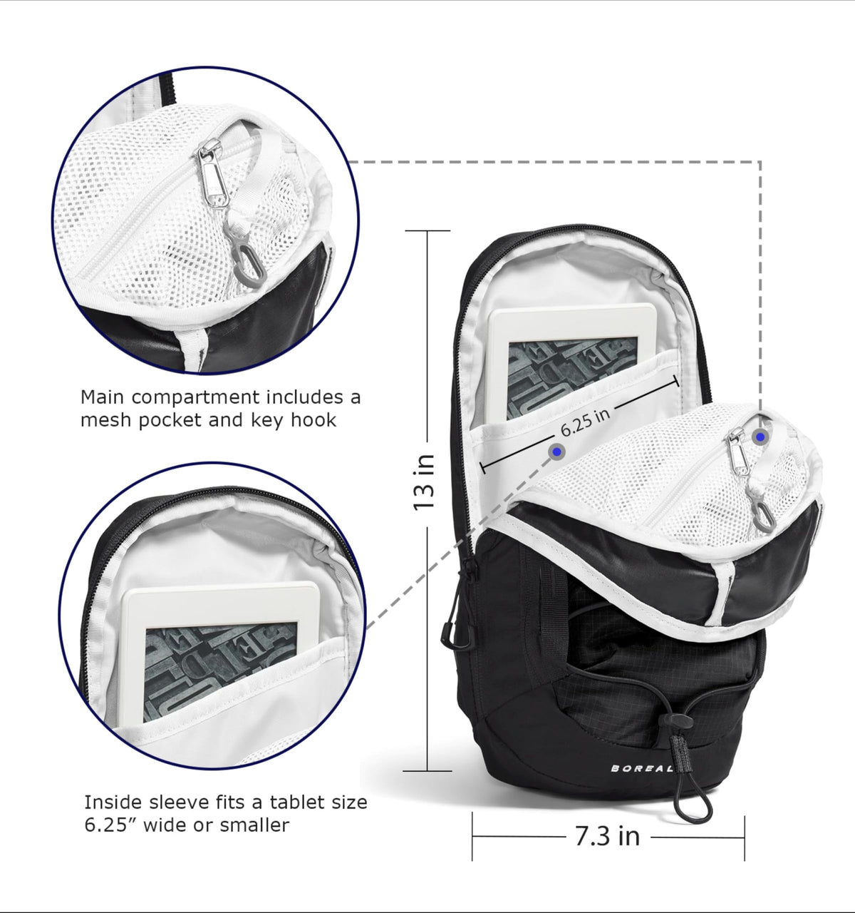 Crossbody Bag with Adjustable Strap, Water Repellent Finish, Multiple Compartments, Tablet Sleeve W63635