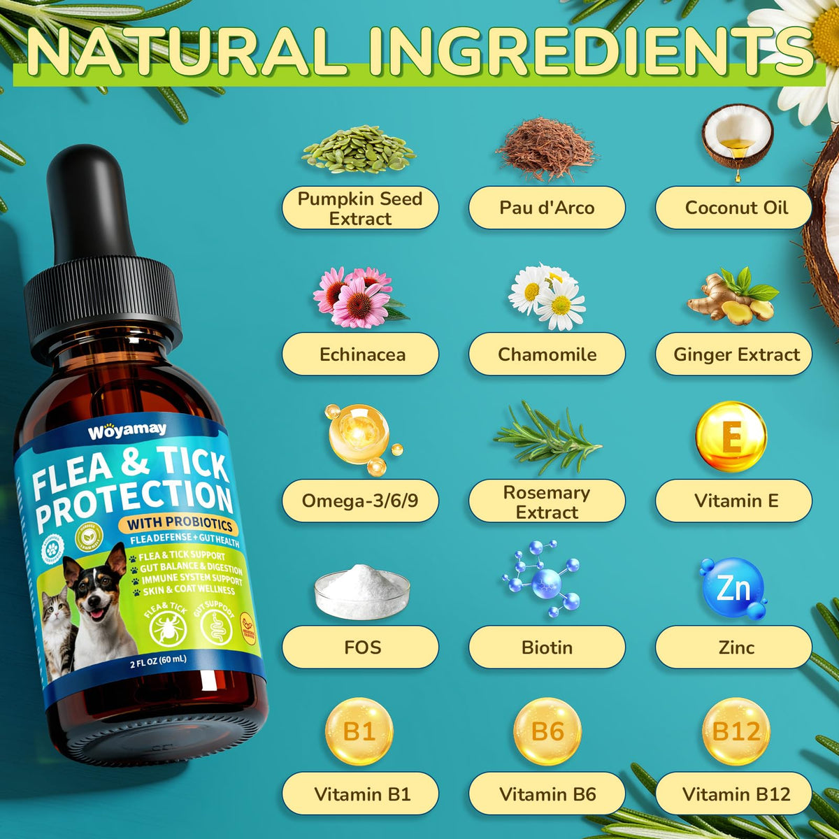 Flea and Tick Prevention Drops with Probiotics L2462