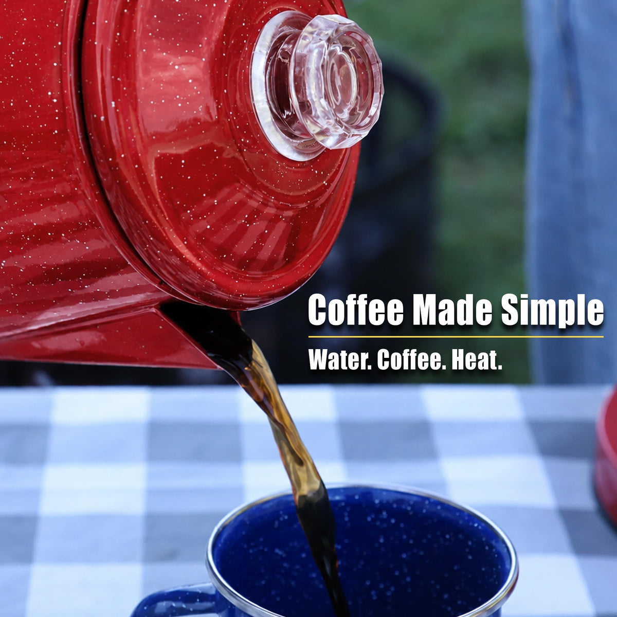 10 Cups Enamel Camping Percolator Coffee Pot J345