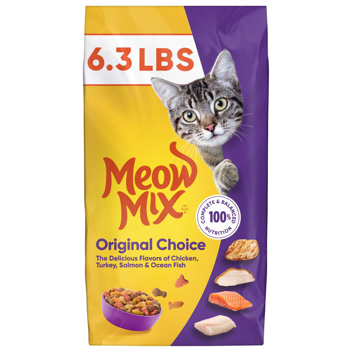 Dry Cat Food 6.3 Pound Bag + Wet Cat Food Variety Pack 2.75 Ounce Cups (Pack of 24) M734772