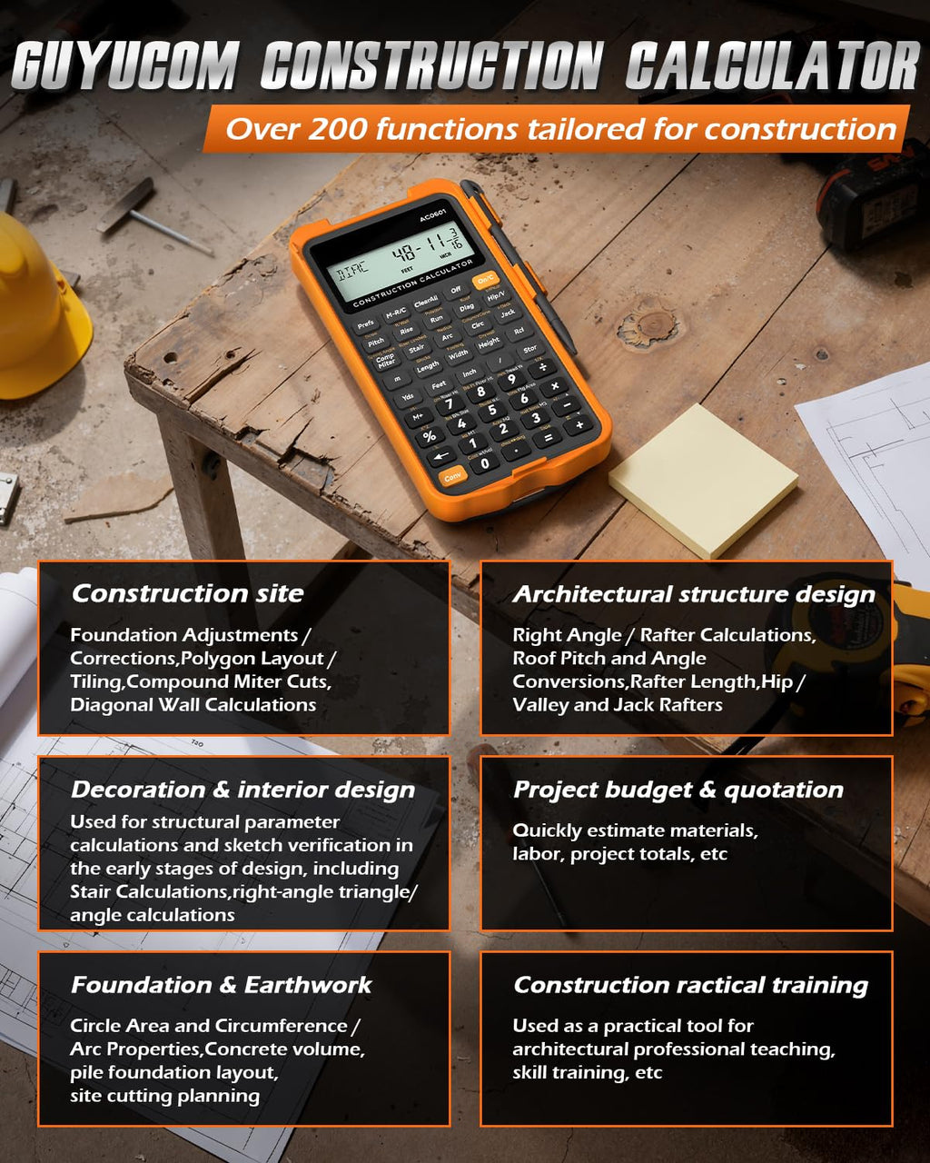 Construction Calculator with Writing Tablet N9934
