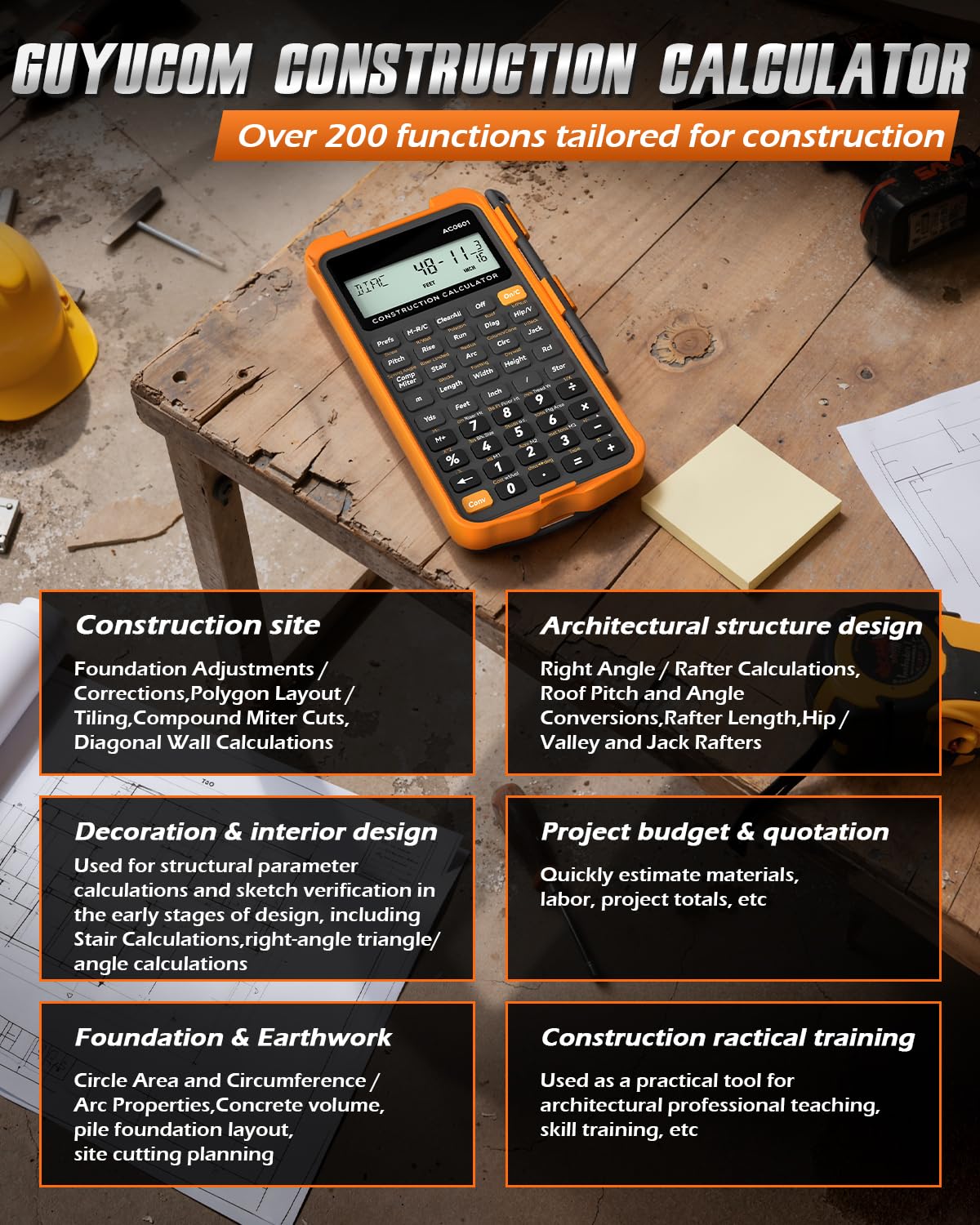 Construction Calculator with Writing Tablet N9934
