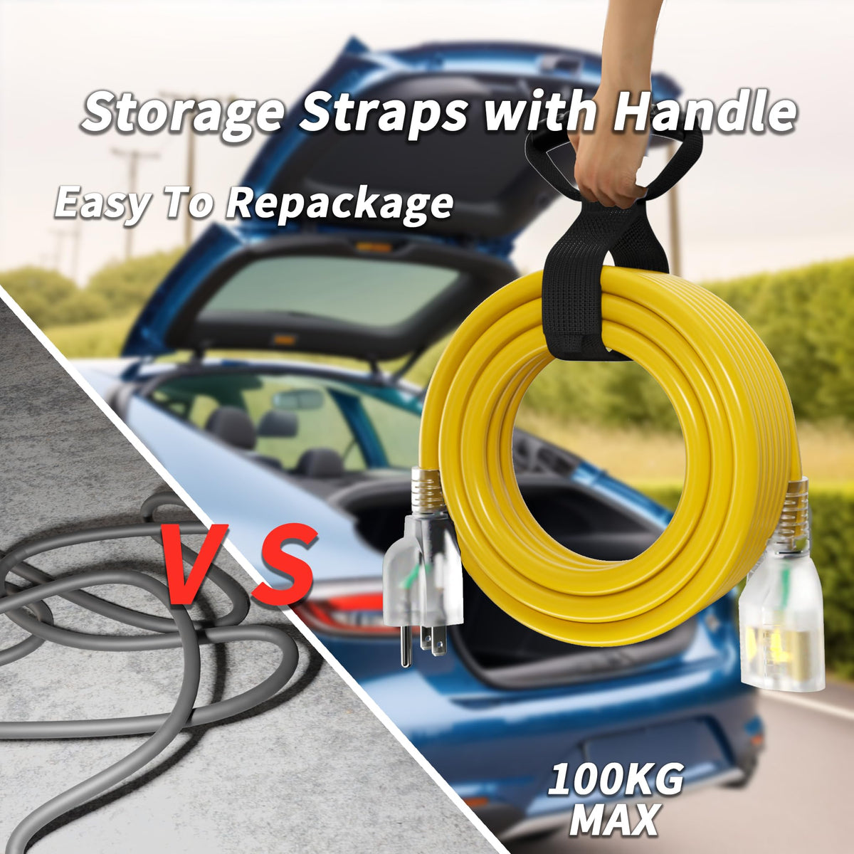 100ft 10 Gauge Waterproof Outdoor Extension Cord Yellow T87643