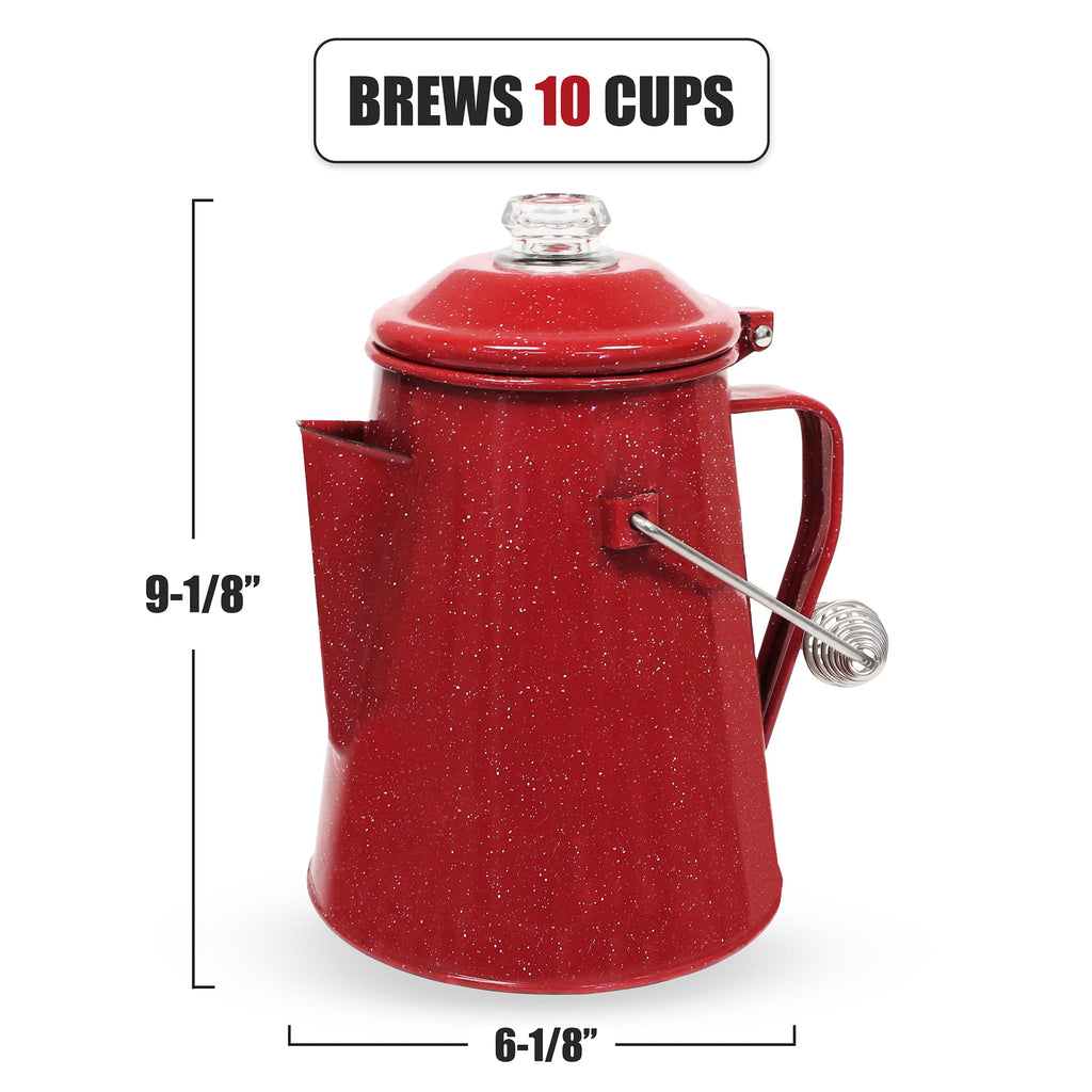 10 Cups Enamel Camping Percolator Coffee Pot J345