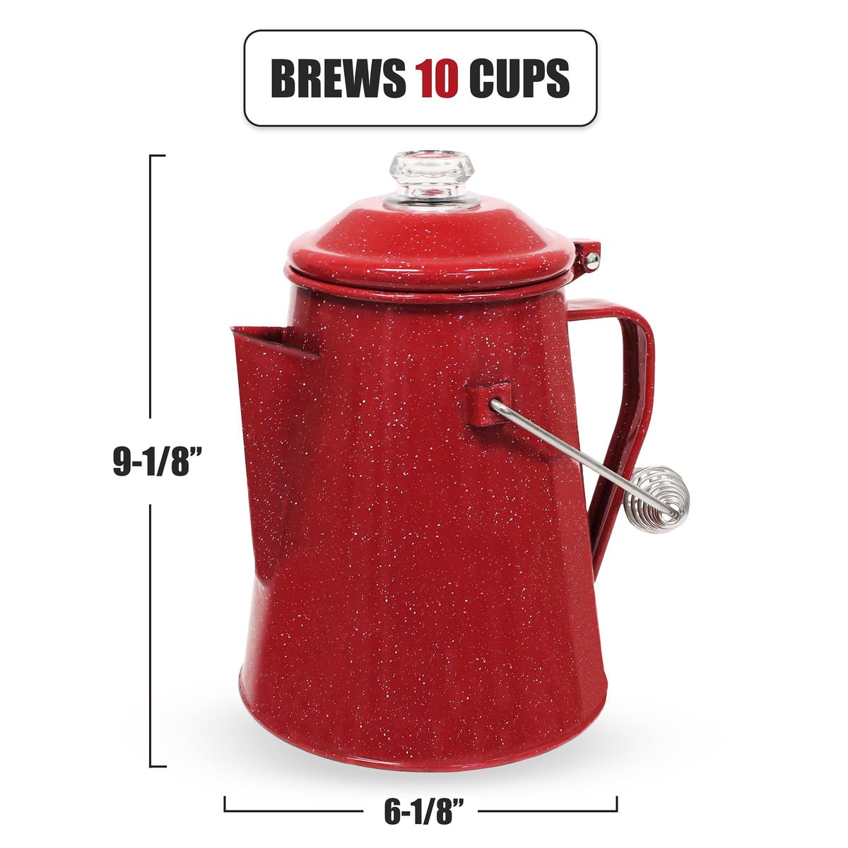 10 Cups Enamel Camping Percolator Coffee Pot J345