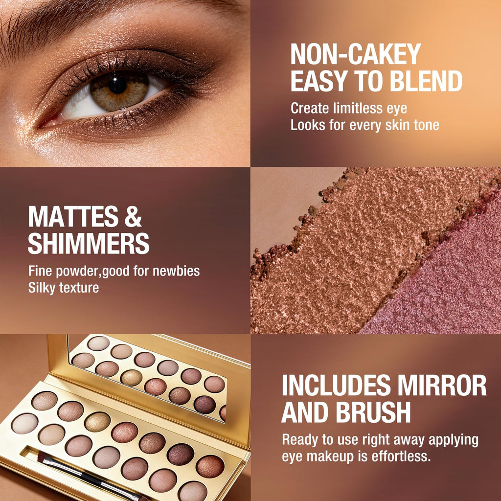 Baked Eyeshadow Palette, Matte & Shimmer F826
