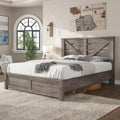Gray Full Size Bed Frame with Barn Door Headboard L436