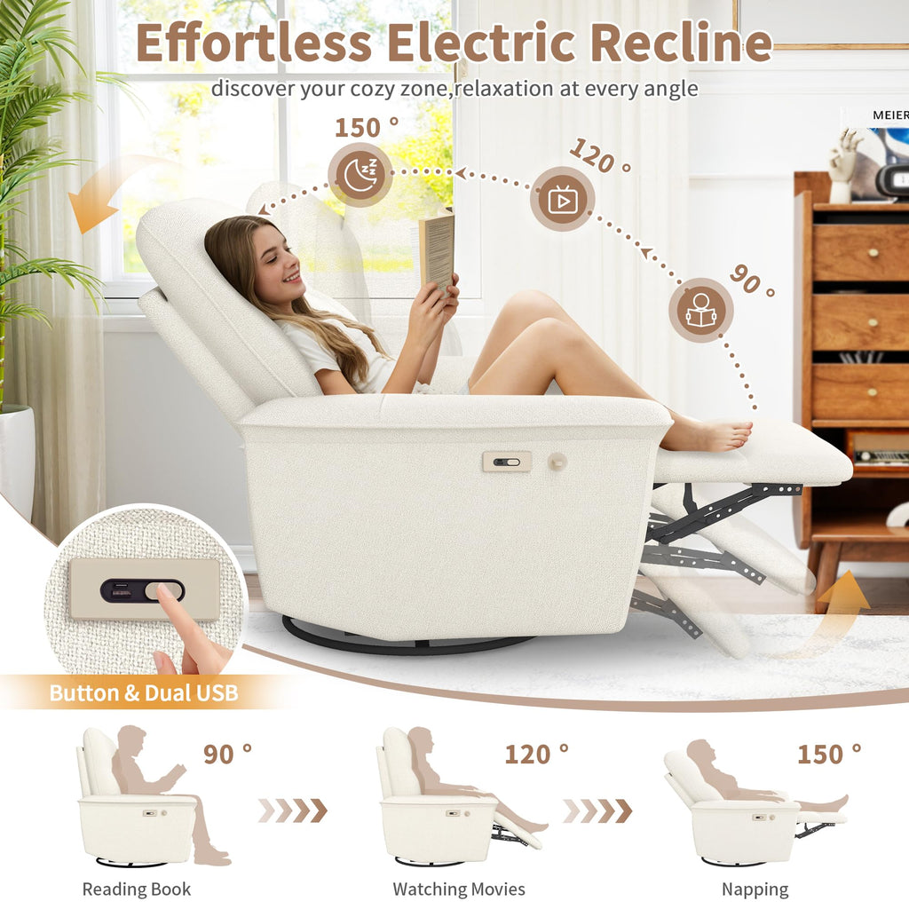 Power Swivel Rocker Recliner Chair with Phone Holder and USB Ports V73509