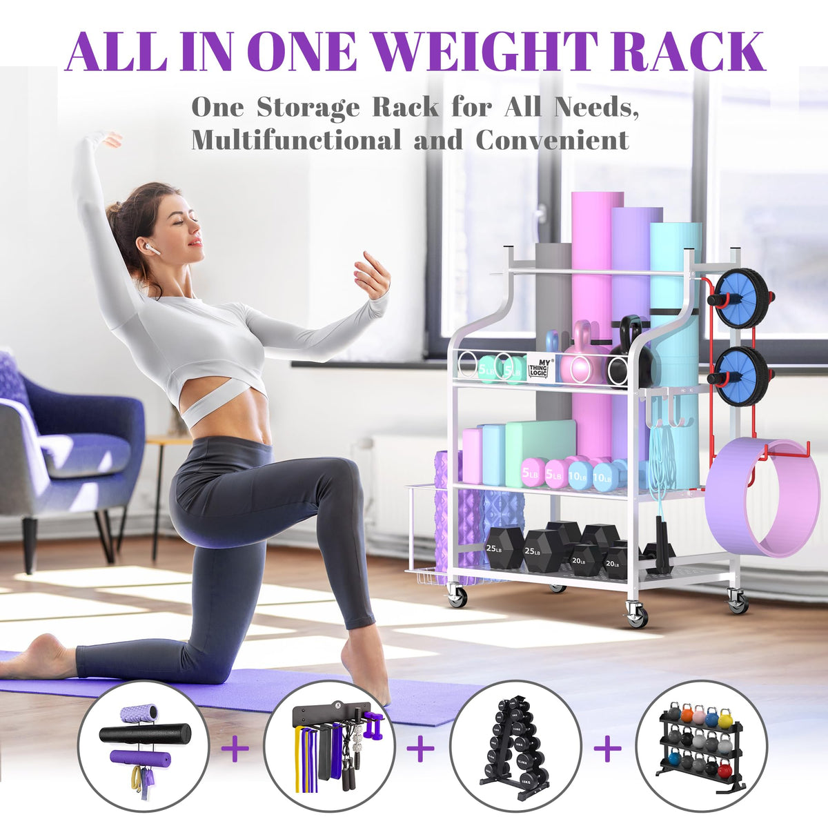 Home Gym Rack for Dumbbells, Yoga Mats and Workout Equipment J121947