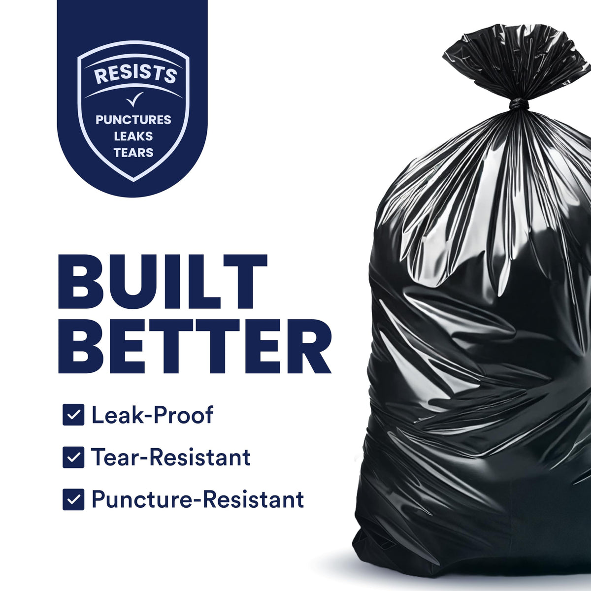 55-60 Gallon 1.2 Mil Black Trash Bags 100 Count I6493