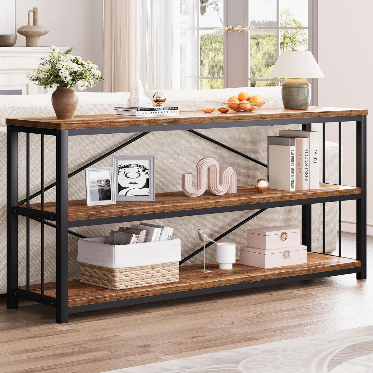 70 Inch Rustic Brown Console Table E31034