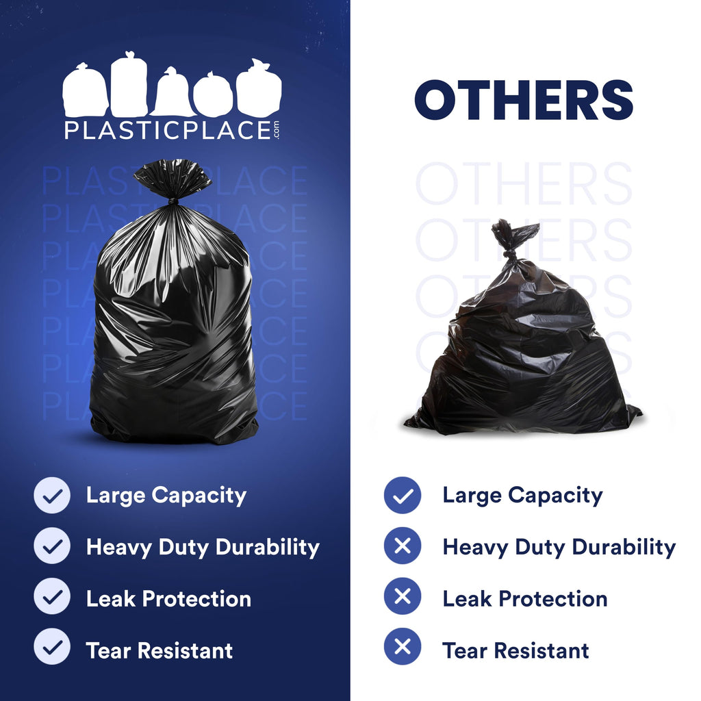 55-60 Gallon 1.2 Mil Black Trash Bags 100 Count I6493