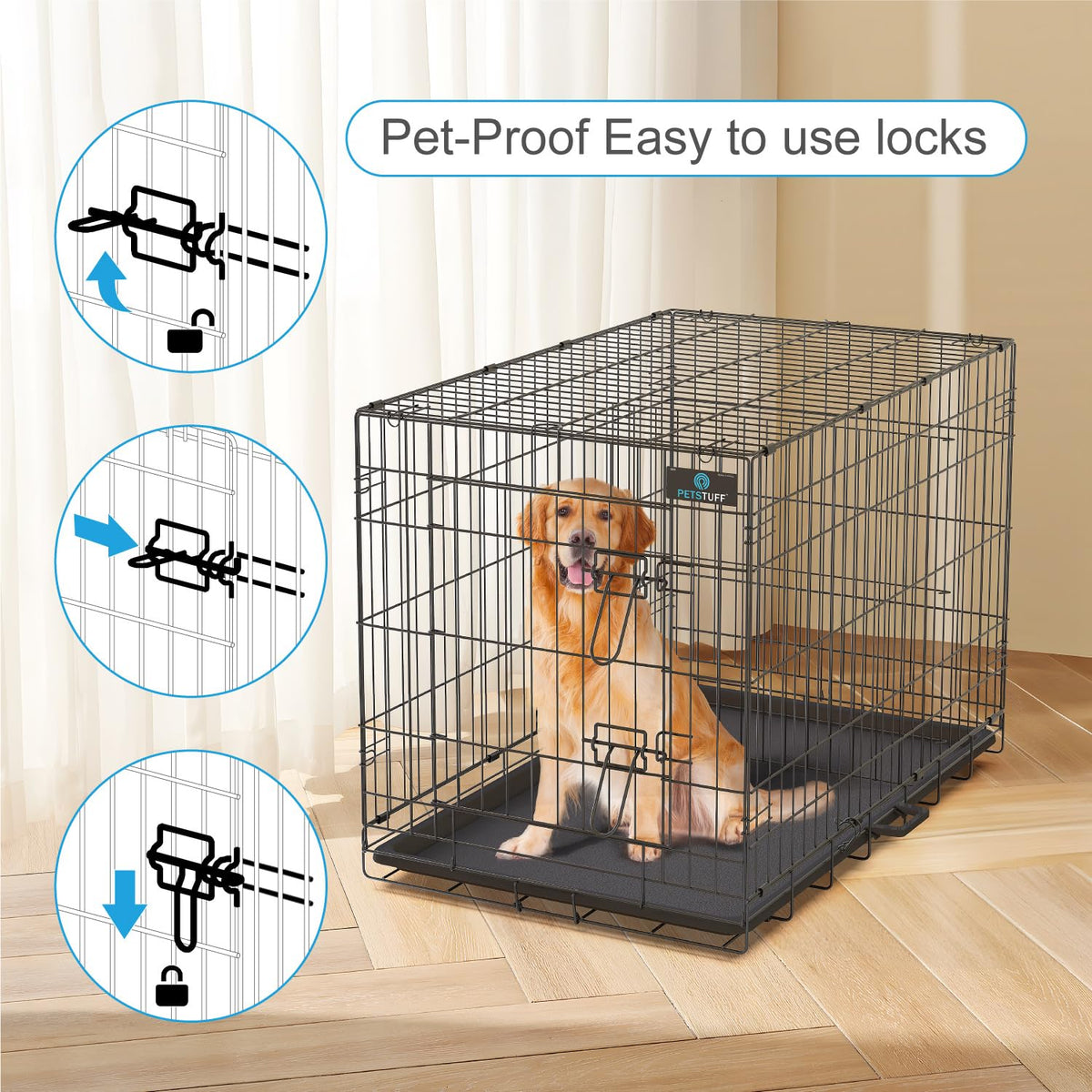 36” Large Heavy-Duty Foldable Dog Crate with Divider Panel B59312