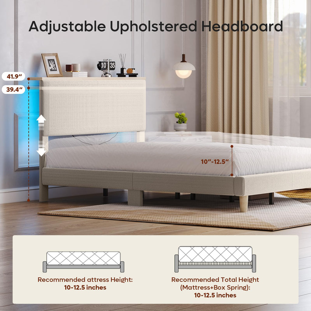 Full Bed Frame with Adjustable Headboard S7033
