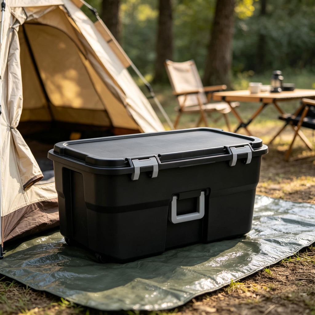Black 22 Gallon Lockable Wheeled Storage Trunk N4943
