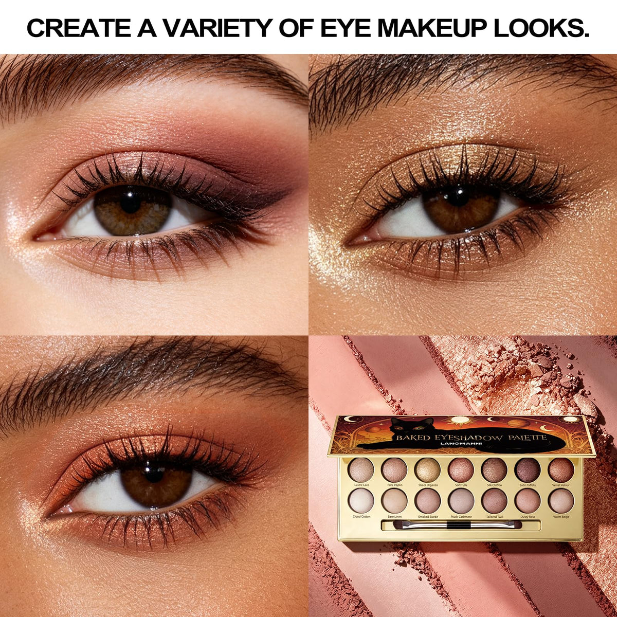Baked Eyeshadow Palette, Matte & Shimmer F826