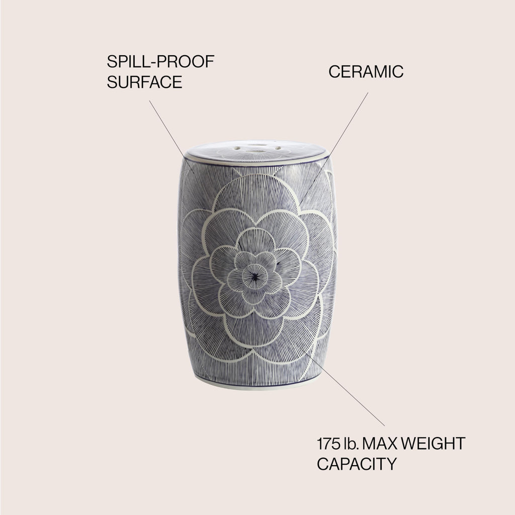 Ceramic Drum Garden Stool Side Table Q60681
