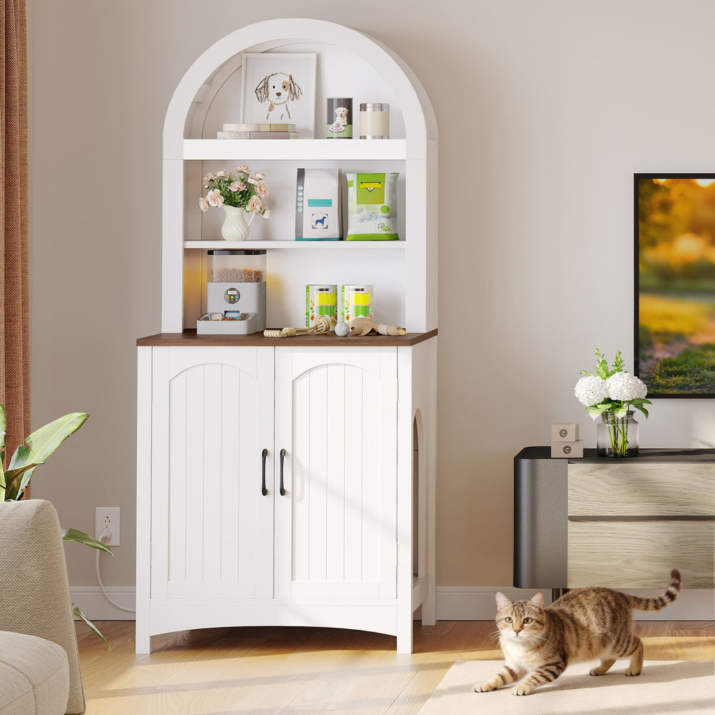 70.8in Hidden Cat Litter Box Furniture with Shelves D7021