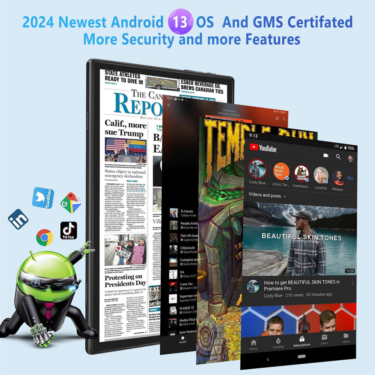 Black 12GB RAM 128GB ROM 10 Inch Android Tablet with Keyboard X7356