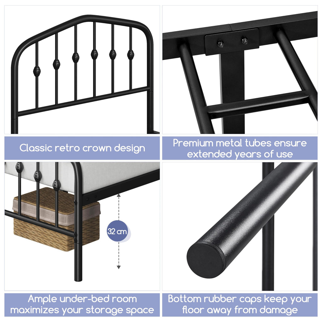 Twin Metal Bed Frame with Victorian Headboard I987