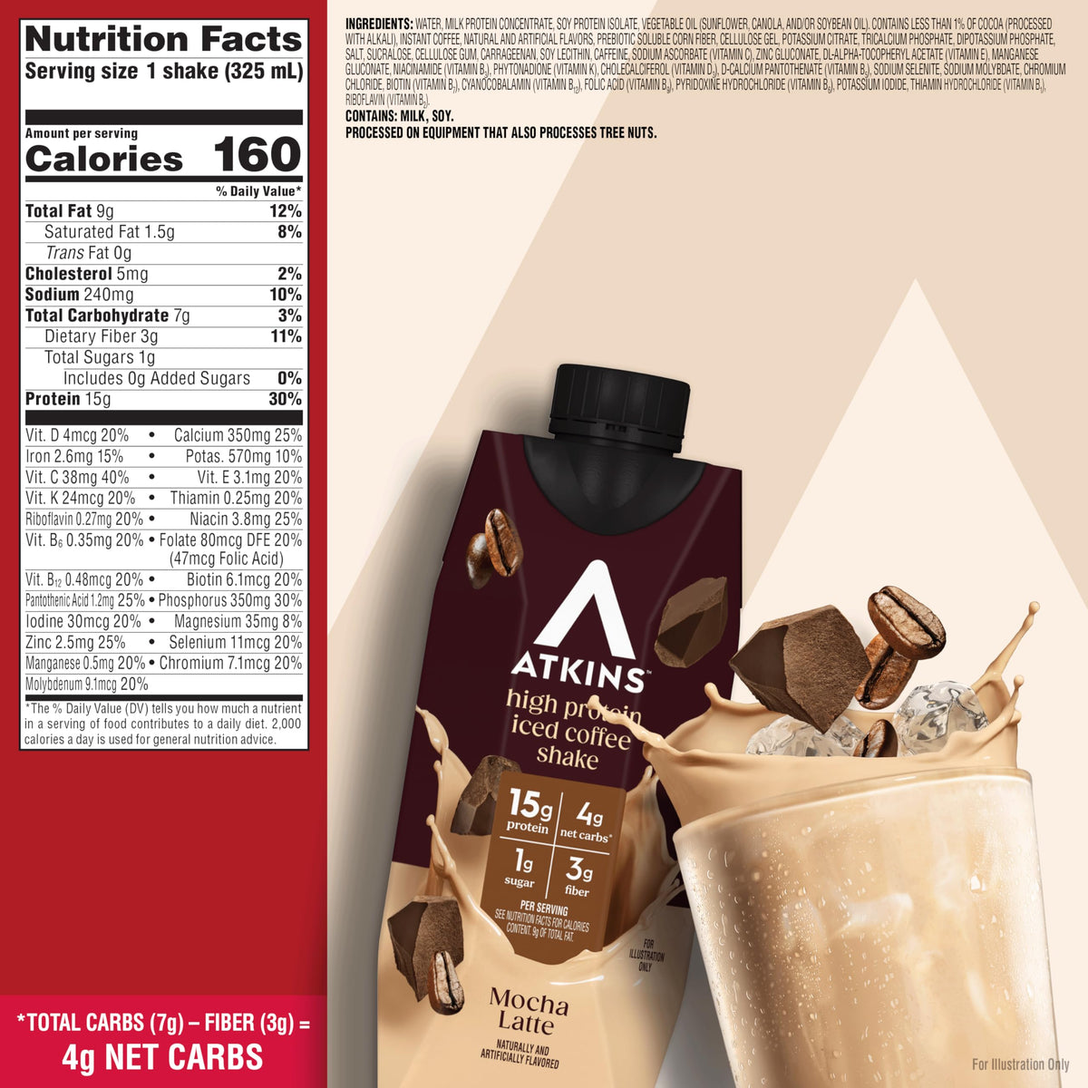 High Protein Mocha Latte Iced Coffee Shake, 12 Count V7368