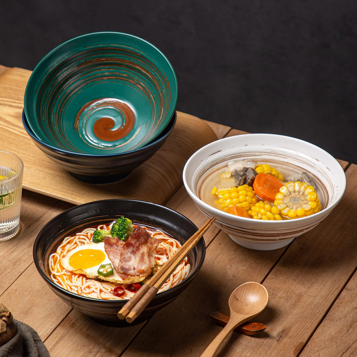Multicolor Ceramic Ramen Bowl Set of 4 R3575