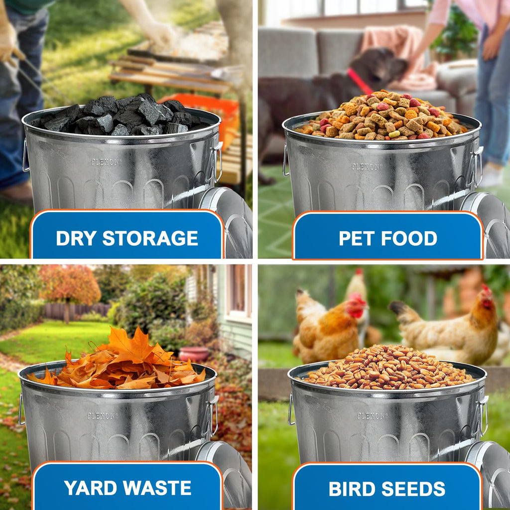 20 Gallon and 6 Gallon Metal Trash Can Set with Lids F801816
