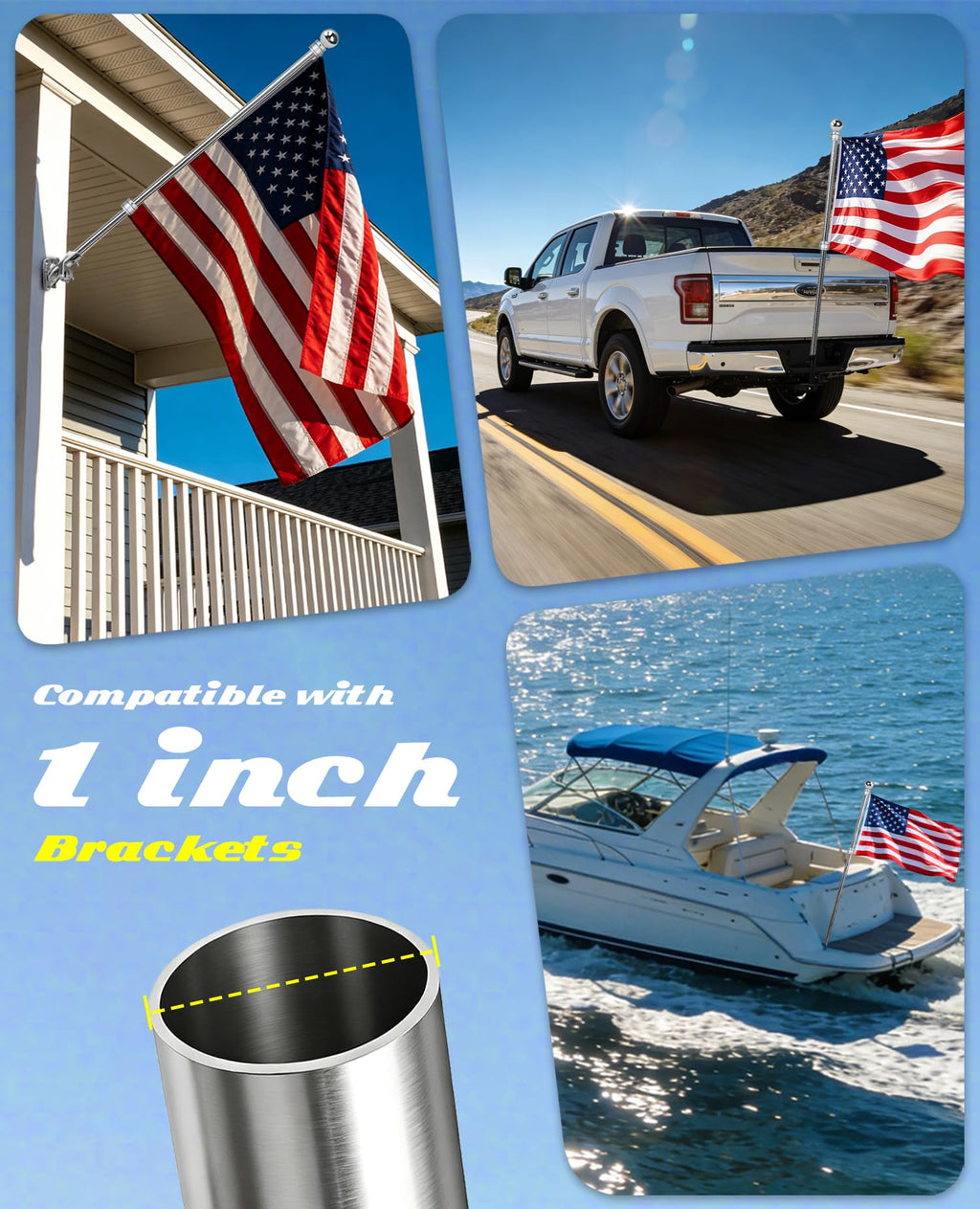 Heavy Duty Stainless Steel Flag Pole E99356