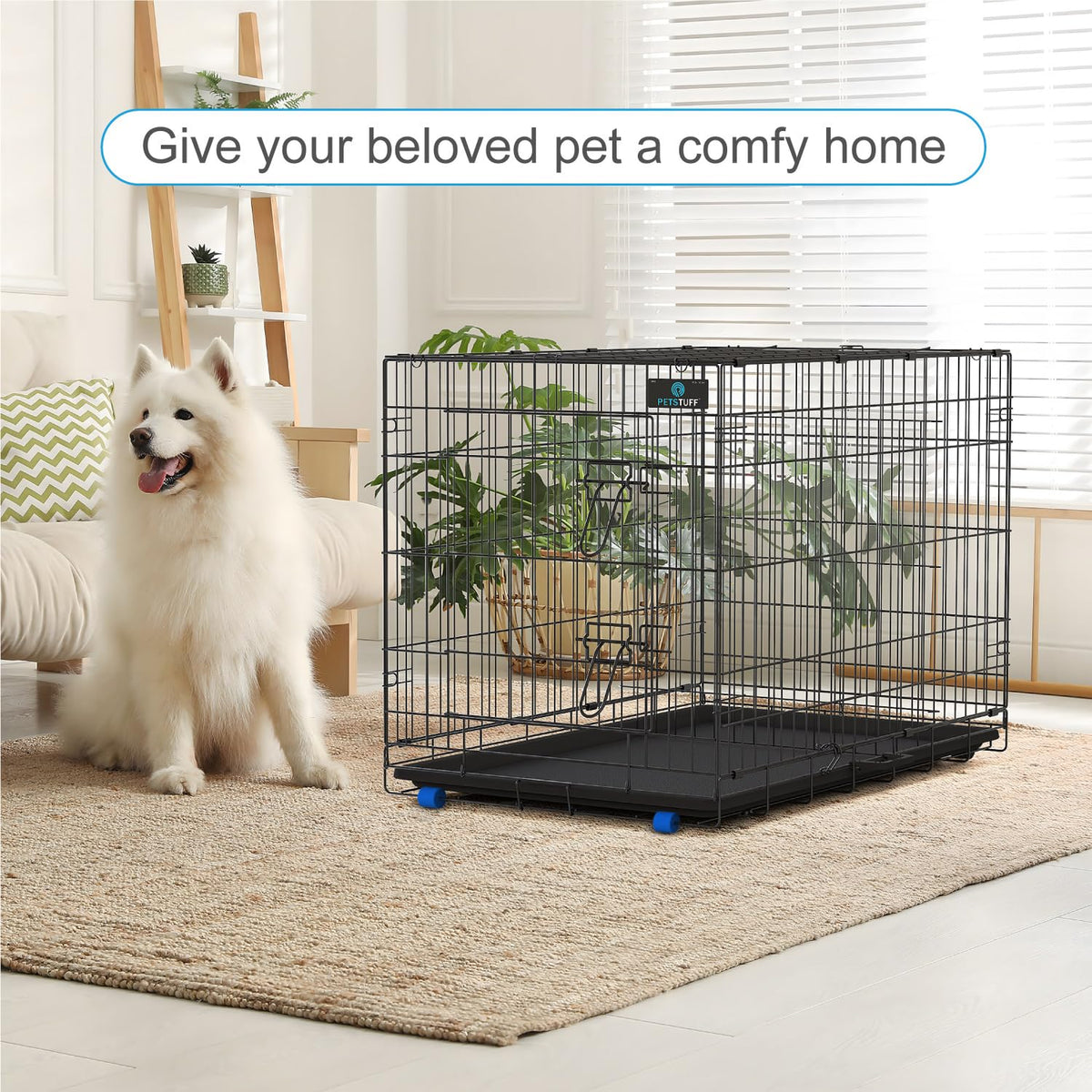 36” Large Heavy-Duty Foldable Dog Crate with Divider Panel B59312