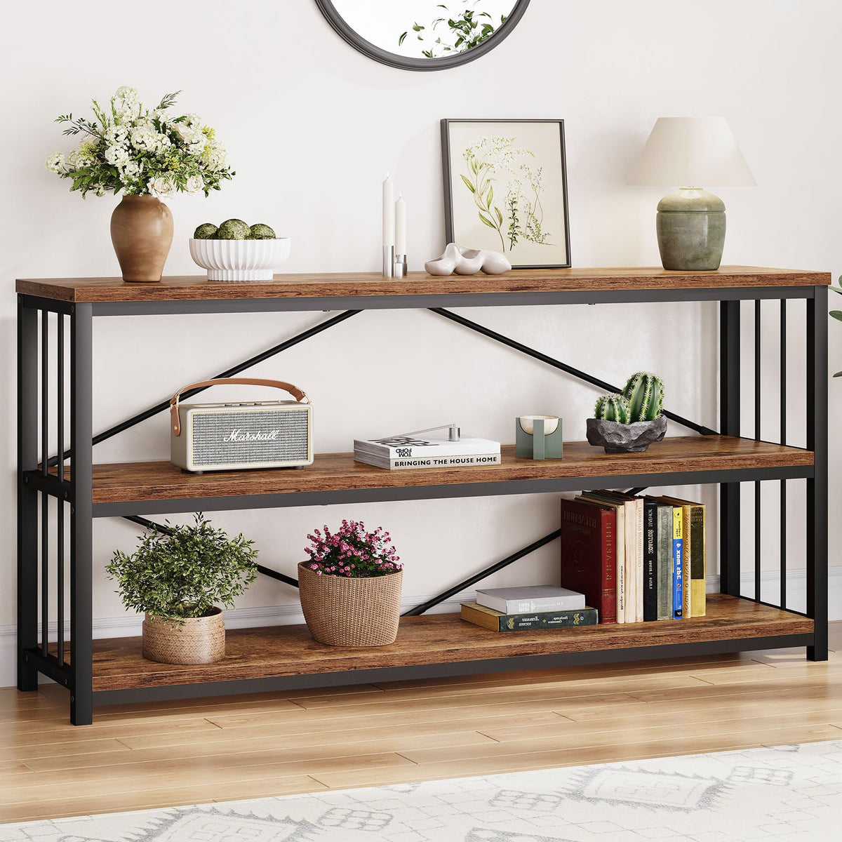 70 Inch Rustic Brown Console Table E31034
