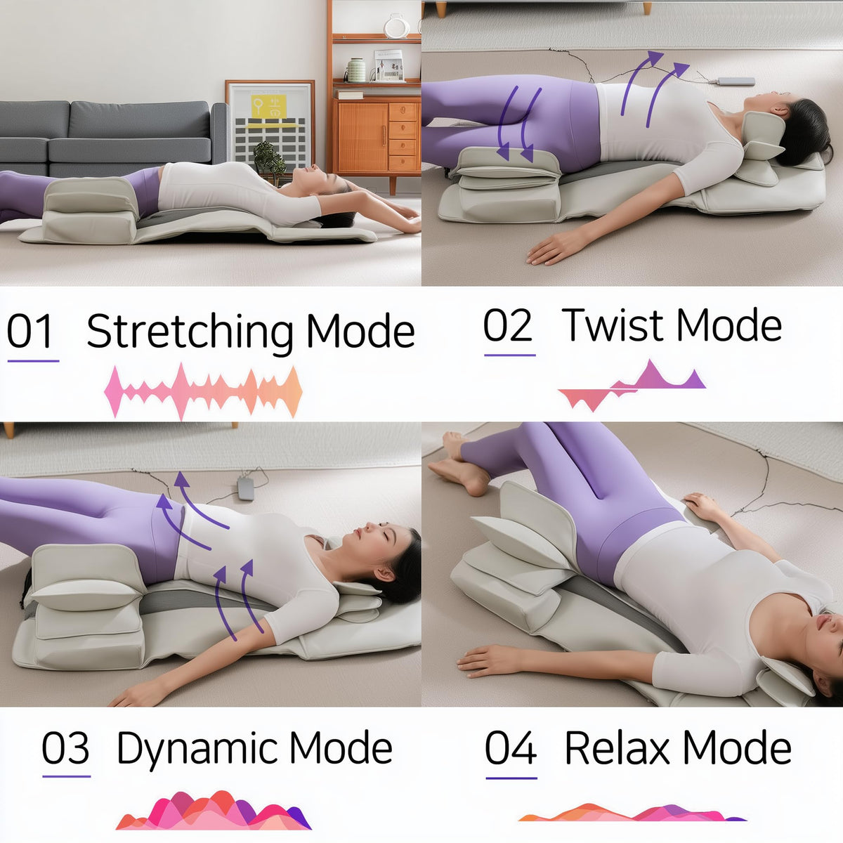 Full Body Stretching Massage Mat, 26 Air Cells, 7 Modes G451